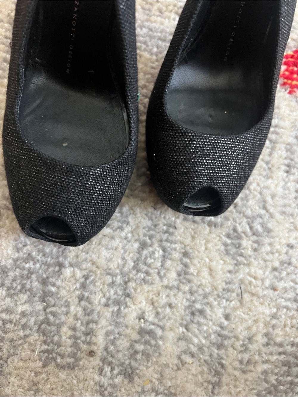 Giuseppe Zanotti Black Peep Toe Slingback Platform Pumps 7.5 Designer Evening - Picture 7 of 11